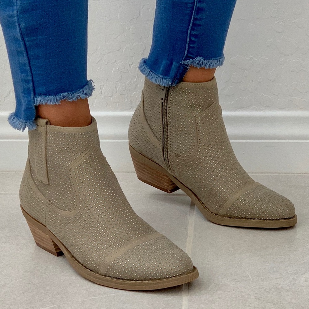 Shine On All Over Studded Western Ankle Bootie - Picture 2 of 7